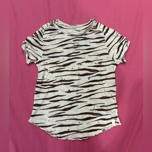 Free People We the Free NWOT Short Sleeve Zebra Baby Ruffle Hem Tee